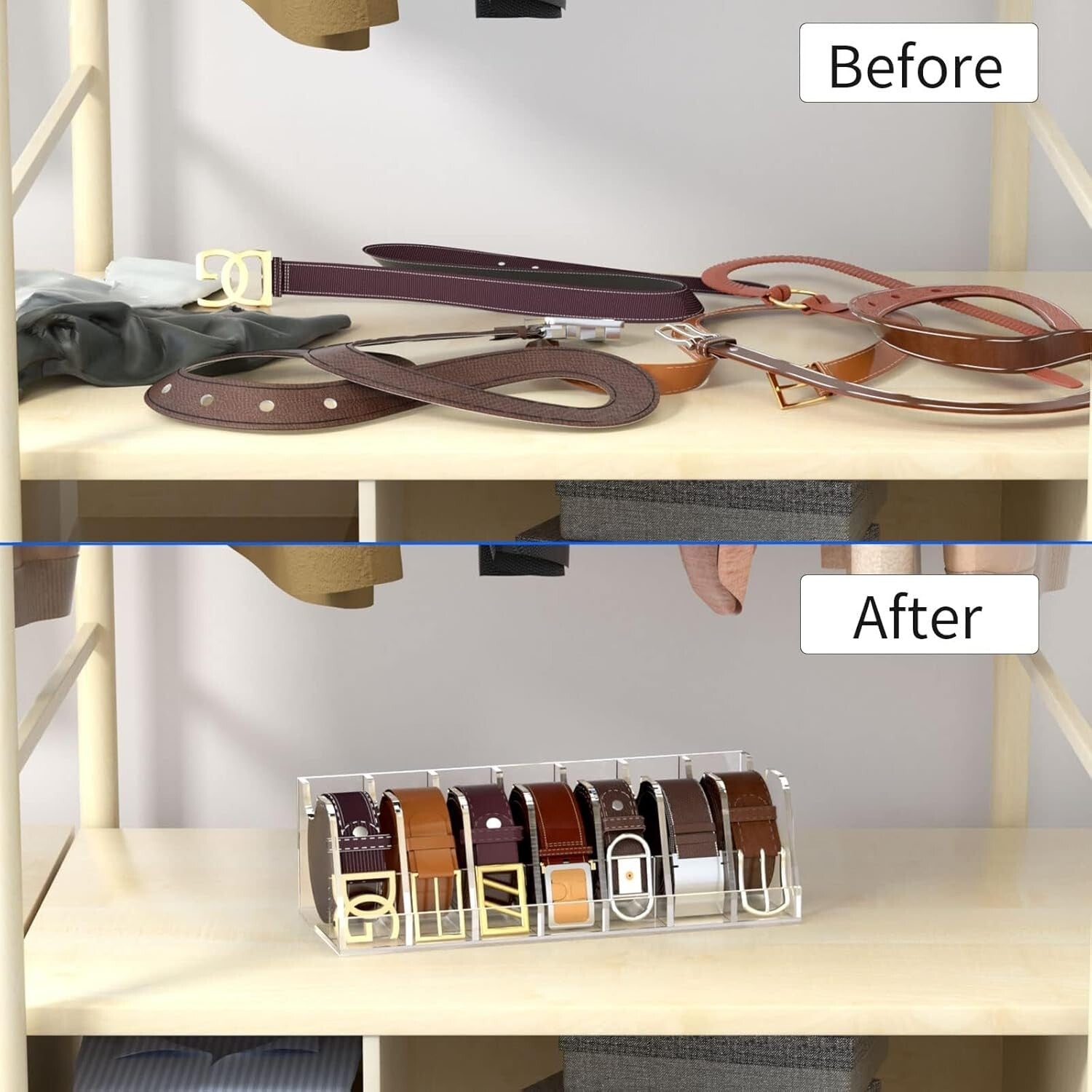 Clear Acrylic Belt Storage Holder with Display Stand - Organize with Elegance
