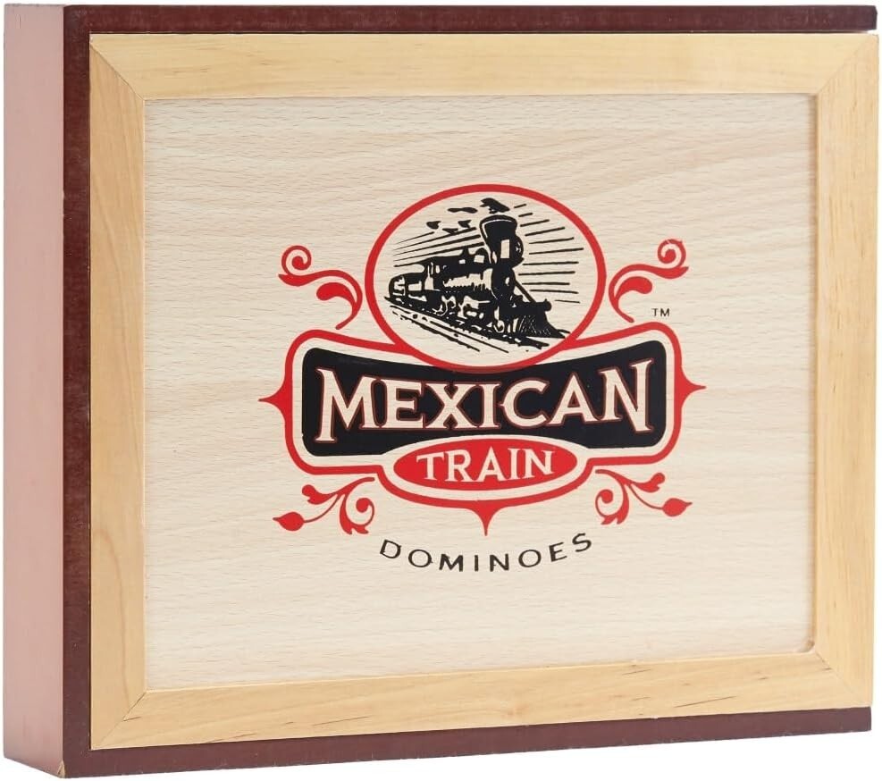 Deluxe Double-12 Mexican Train Dominoes Set with Cast Metal Trains & Score Pad