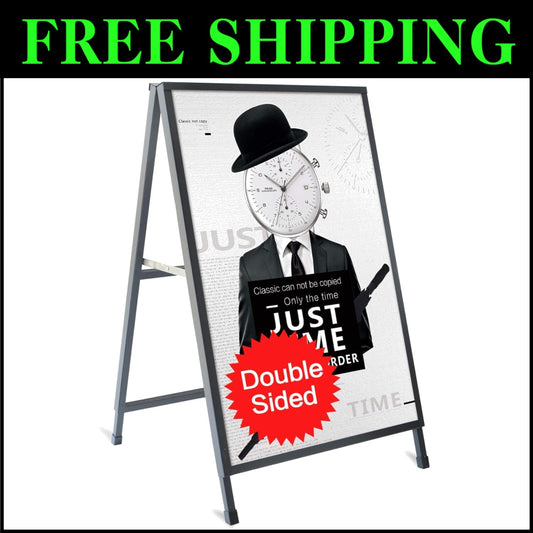 Portable Black Steel 24x36 Inch Sidewalk Sign with Corrugated Plastic Boards
