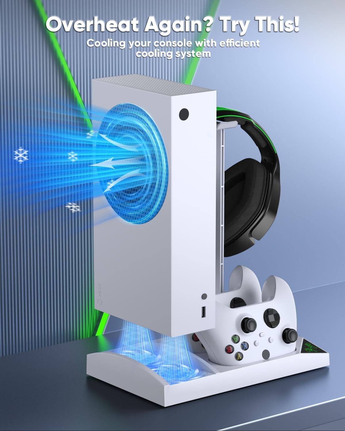 Charger Stand with Dual Cooling Fans for Xbox Series S - Space-Saving Design