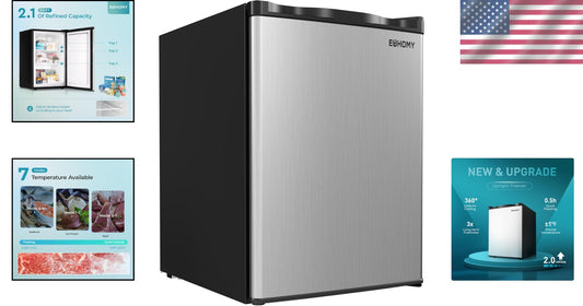 Energy-Saving Compact Freezer with Reversible Door - Ideal for Homes & Offices