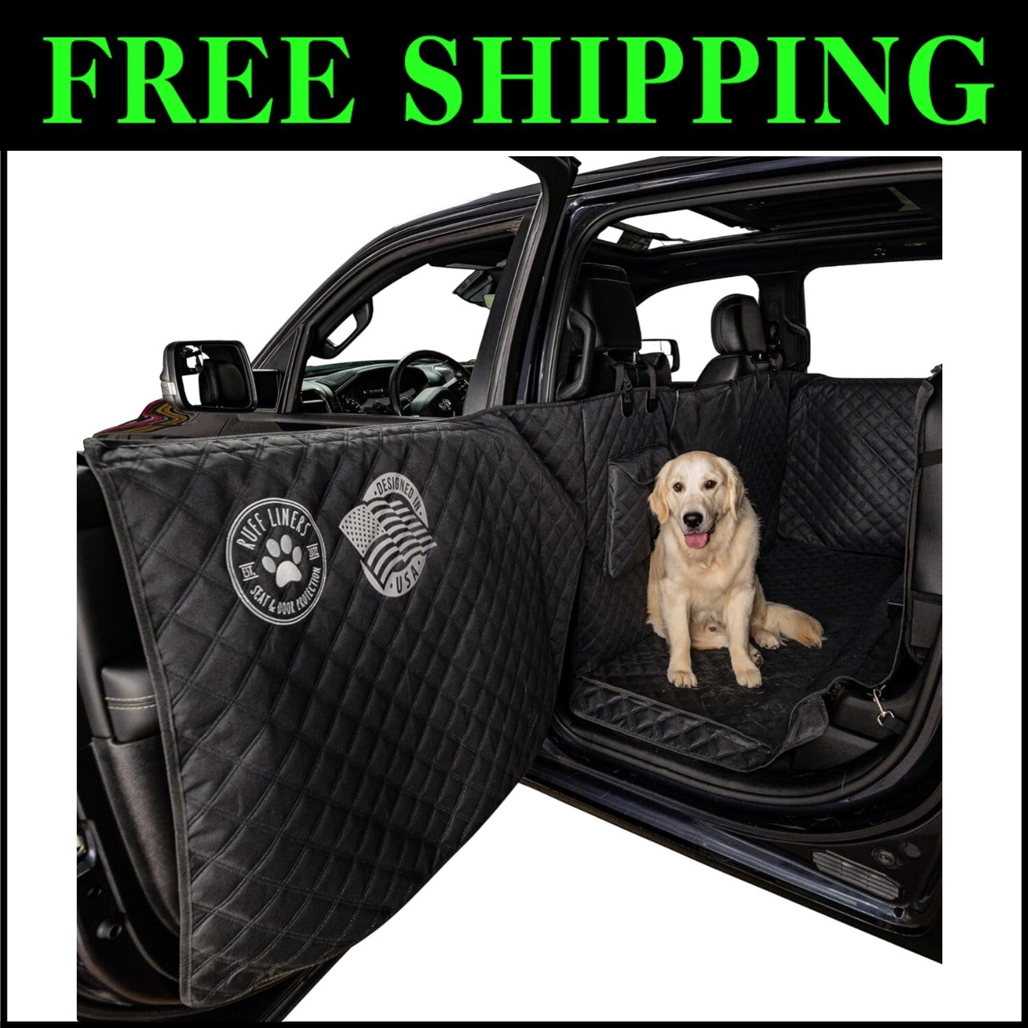 Scratch-Resistant Dog Seat Cover with Storage Pocket - Fits Popular Truck Models