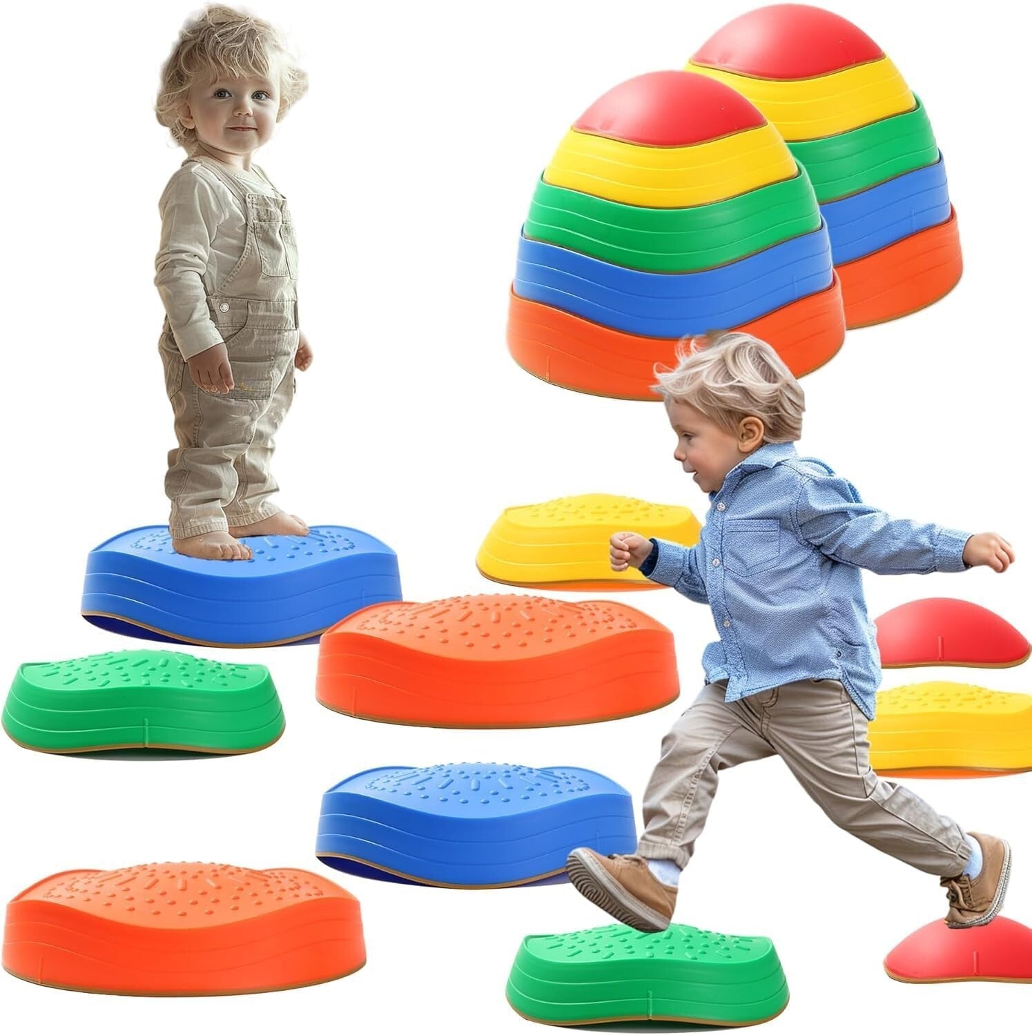 10-Piece Colorful Toddler Stepping Stones Set - Boost Balance & Coordination
