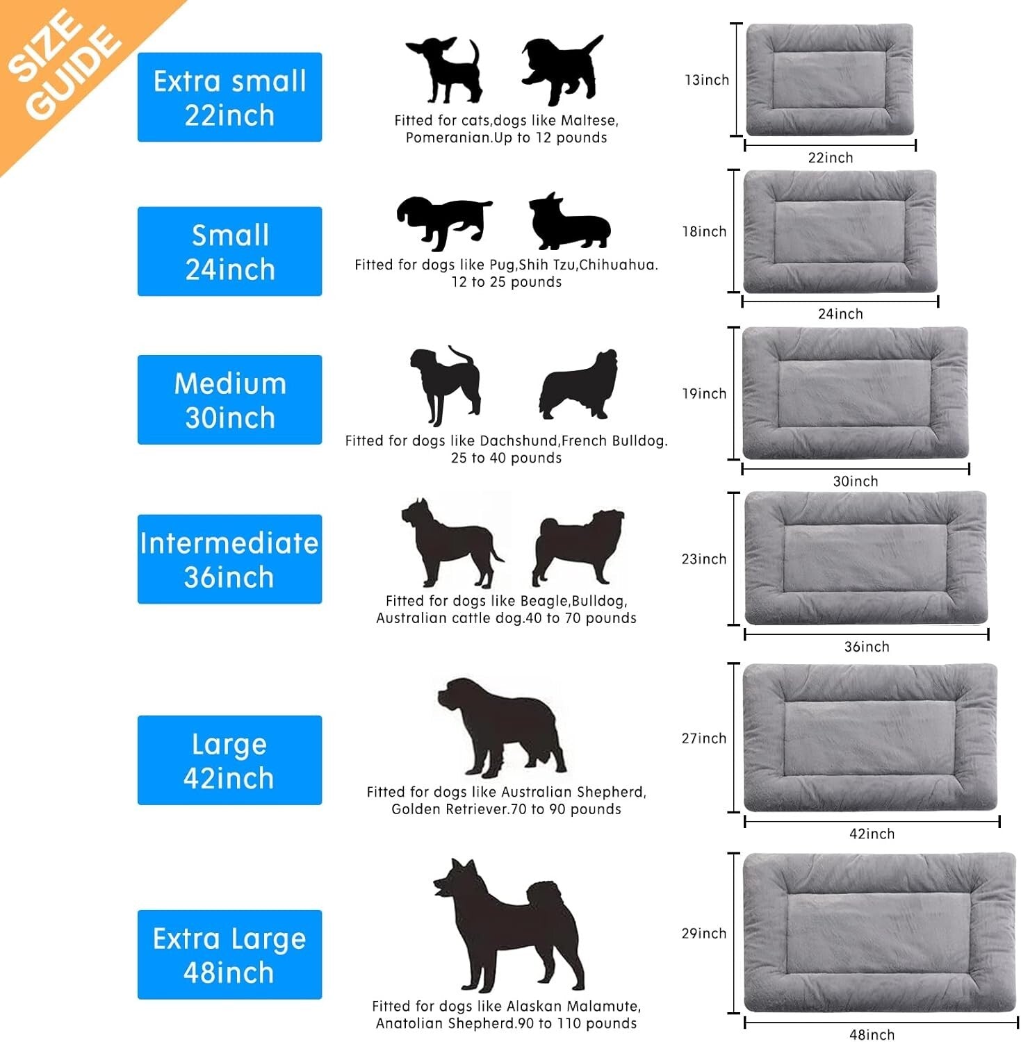 Ultra Soft 48" Extra Large Dog Bed Crate Pad - Washable & Anti-Slip Design