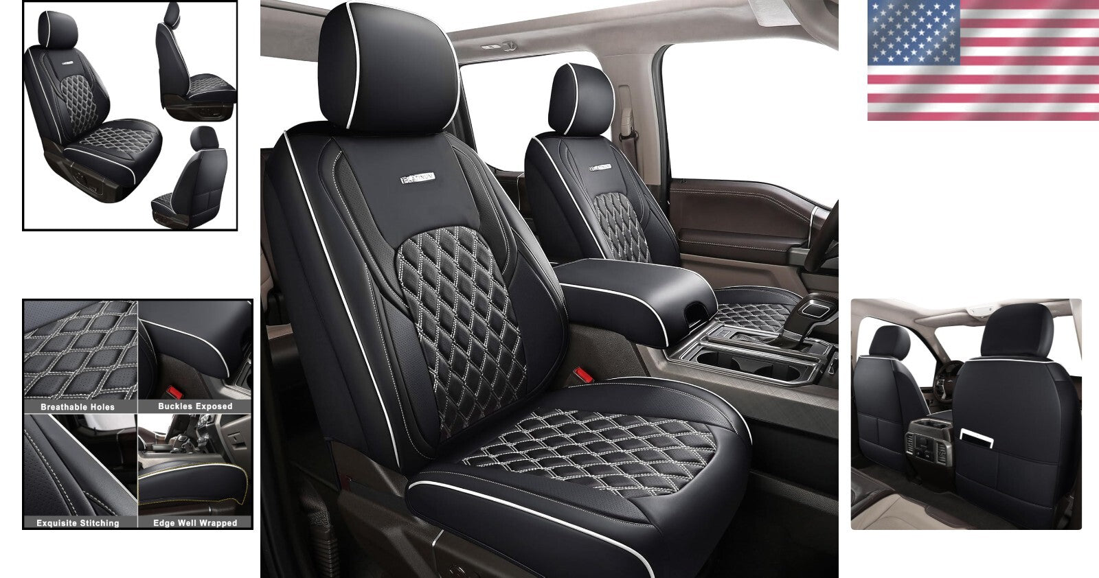 Custom Fit F150 Leather Seat Covers for 2015-2024 Ford SuperCrew XL to Platinum