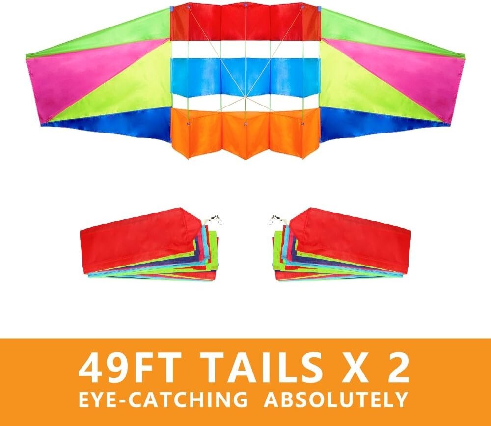 Durable Nylon Rainbow Box Kite - 98-Inch Large with Pre-assembled Convenience