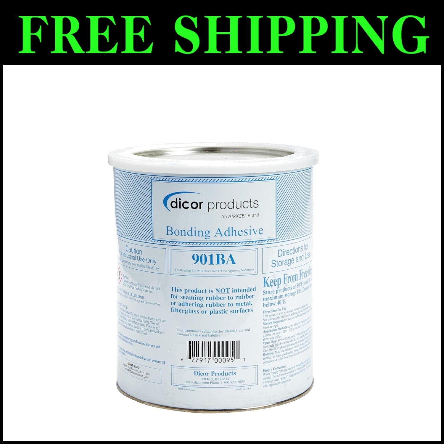 Water-Based RV Roof Adhesive - 1 Gallon, EPDM & TPO Compatible for Easy Repairs