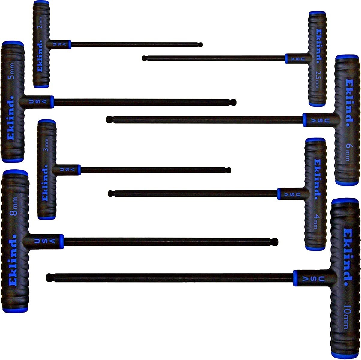 Metric T-Handle Ball-Hex Keys - 8-Piece Set with Soft Grip and Durability