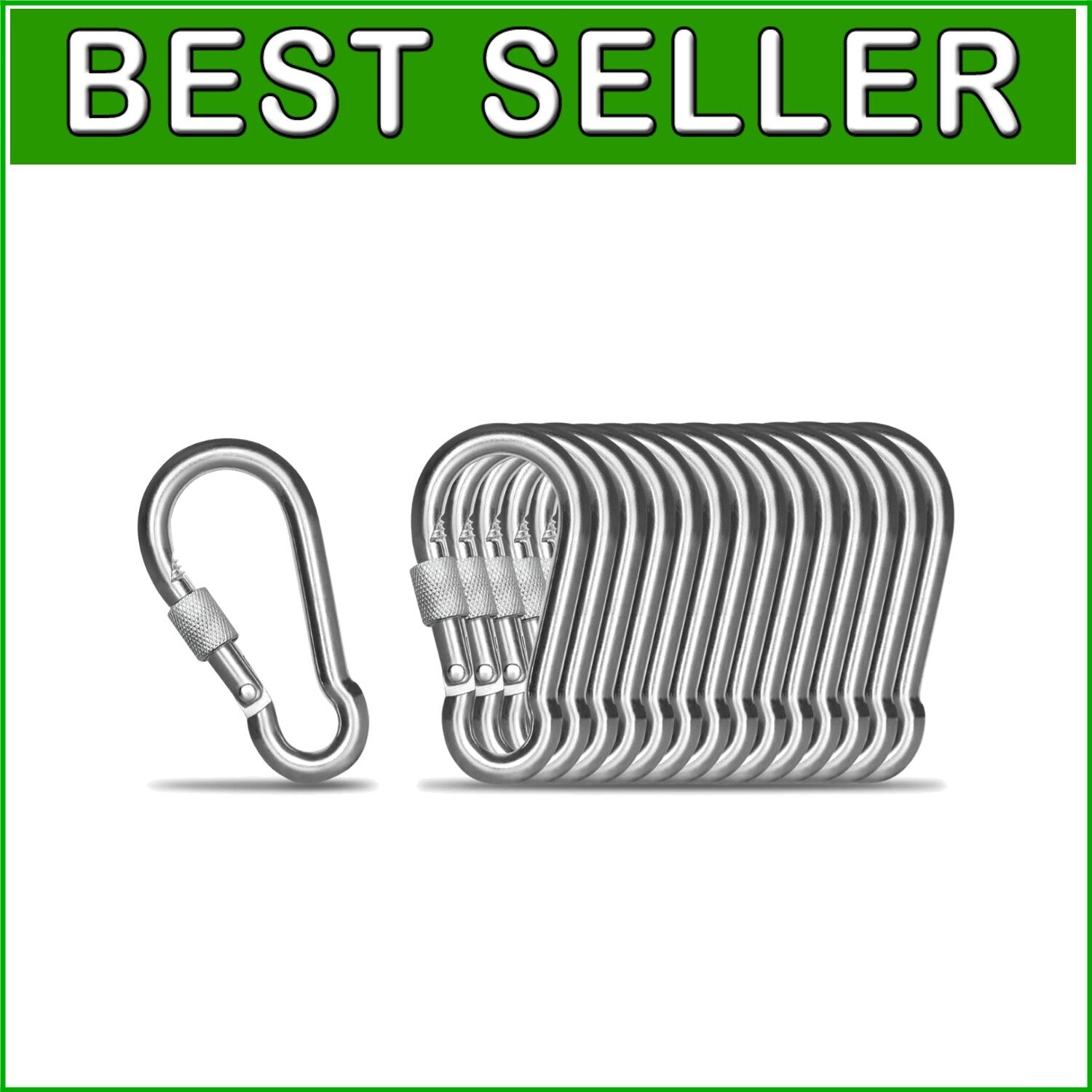 Premium 304 Stainless Steel Screw Lock Carabiner Clips – 15 Pack for Adventures