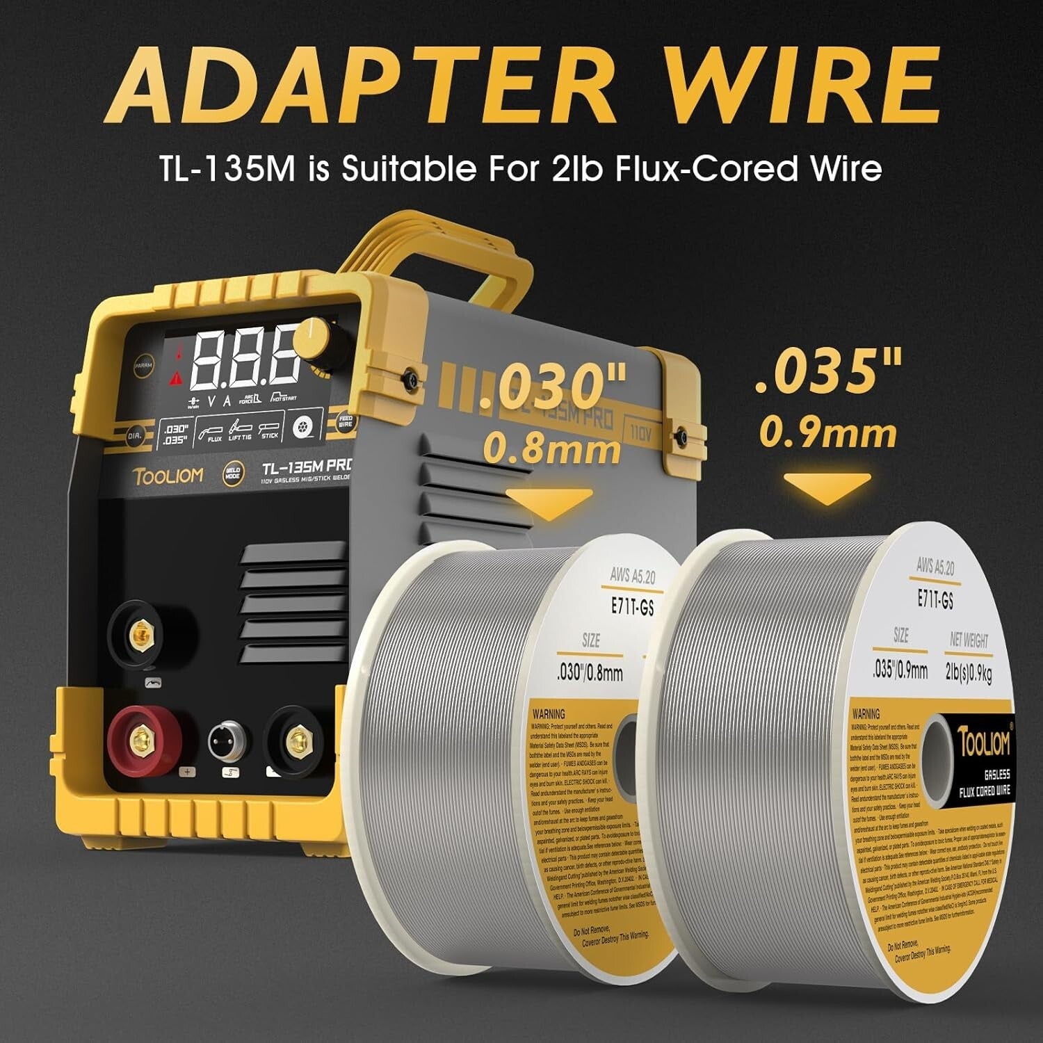 135A MIG Welder for Home & Professional Use - LCD, Gasless, 3-in-1 Functionality