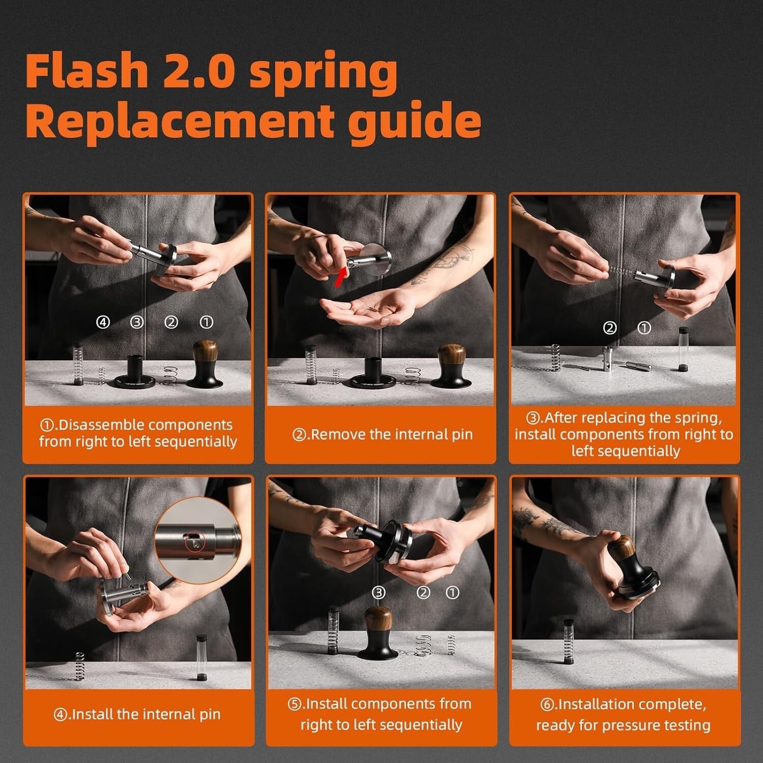 Elegant 58.5mm Espresso Tamper with Comfortable Walnut Handle & Pressure Gauge