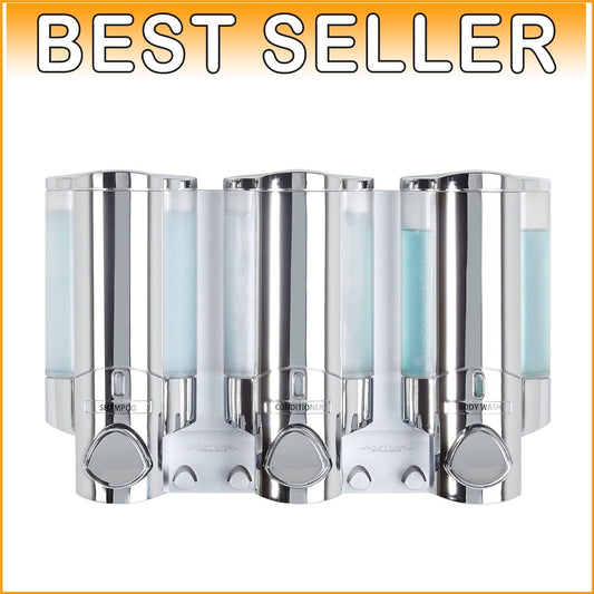 Chrome 3-Chamber Pump Dispenser for Soap, Shampoo & Conditioners - Quick Install