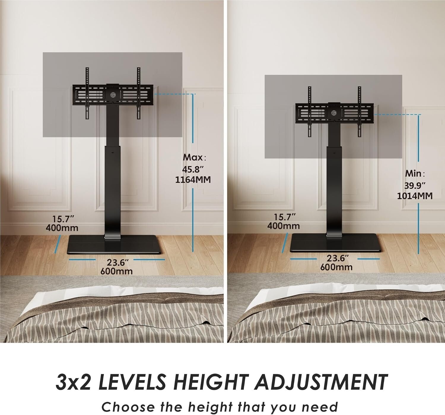 Elegant Swivel TV Stand with Cable Management for 32-75 Inch Flat/Curved Screens