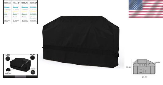 Elite 300D Black Polyester BBQ Cover - 98 Inch Weather Shield for Outdoor Grills