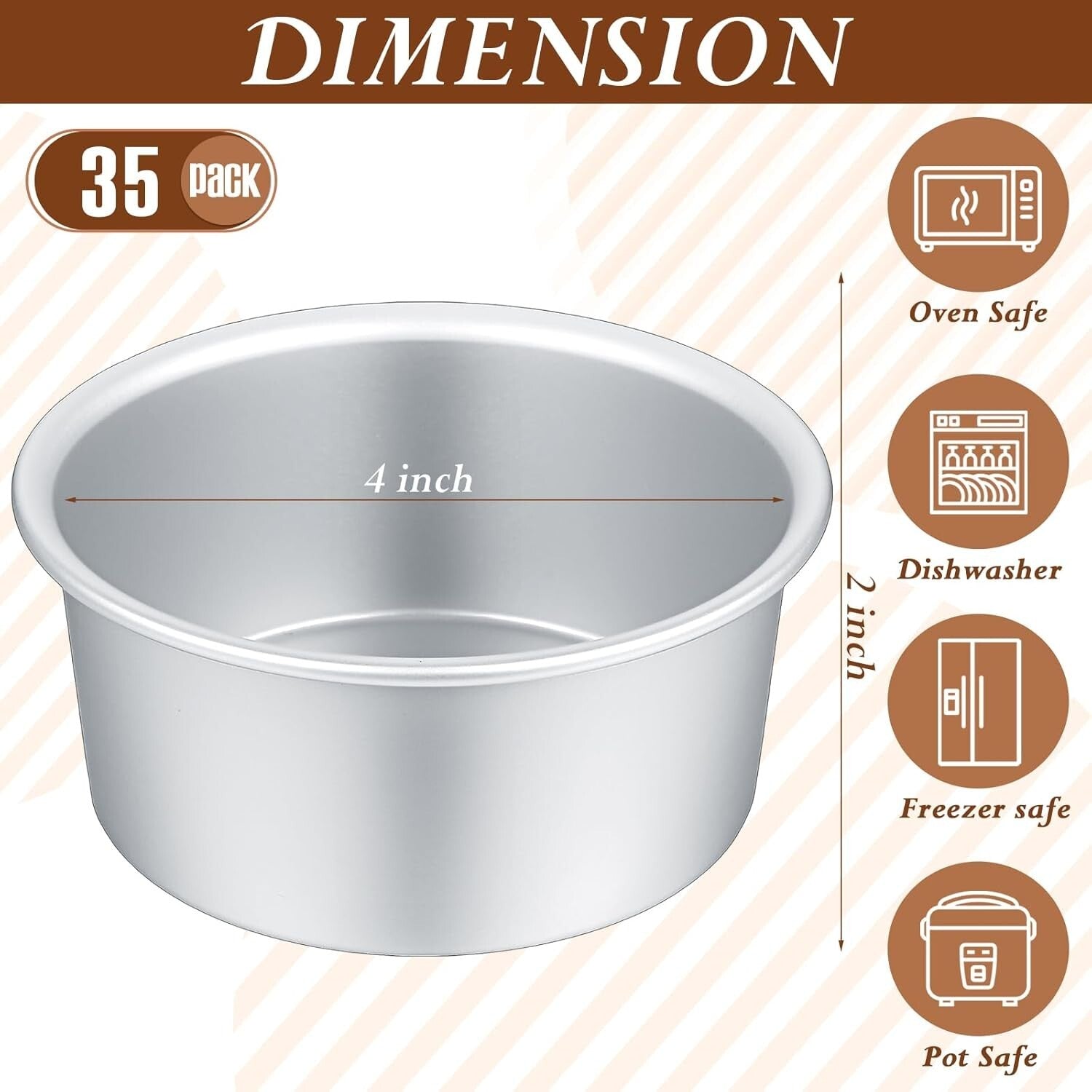 Oven Safe Mini Round Cake Pans - 35 Pcs Nonstick & Leakproof for Perfect Cakes