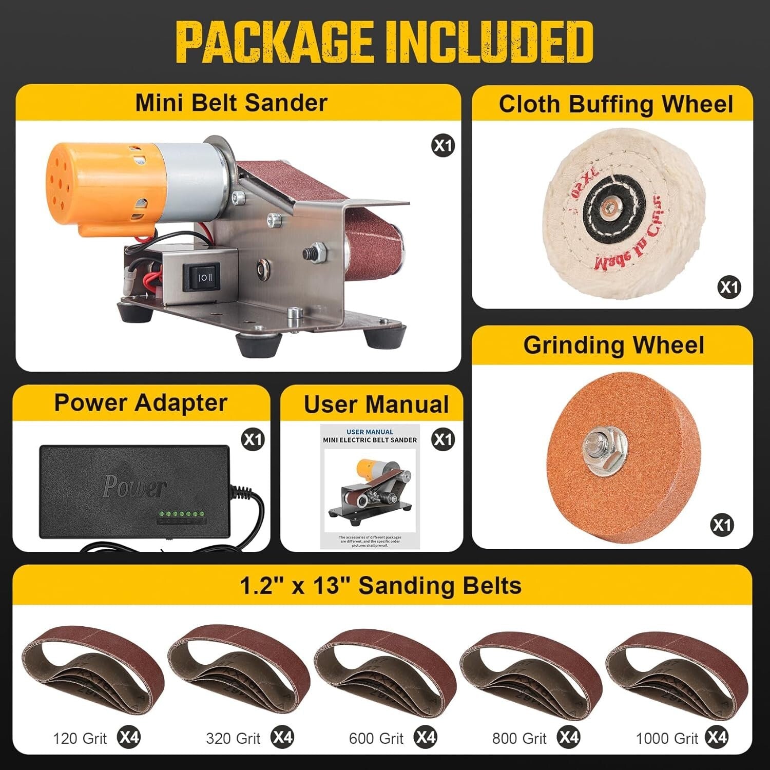 3-in-1 Mini Belt Sander & Knife Sharpener with 7 Speed Settings for Crafting