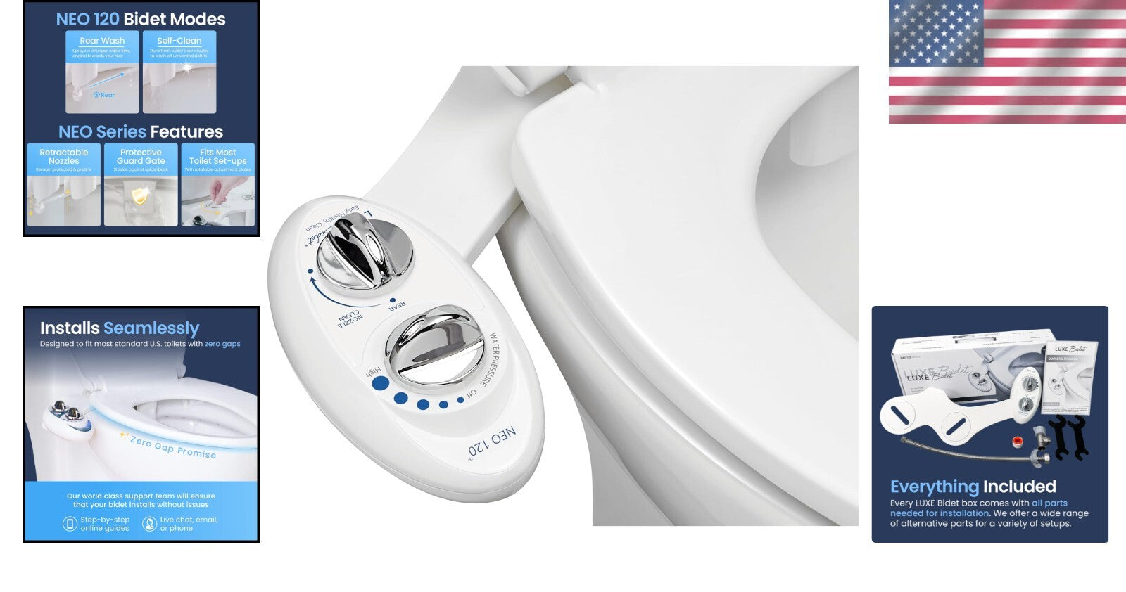 Gentle Cleaning NEO 120 Bidet with Dual Function Sprayer - White & Compact