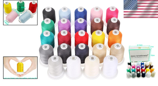 18 Options - 100% Mercerized Cotton Threads in 24 Colors for Versatile Sewing