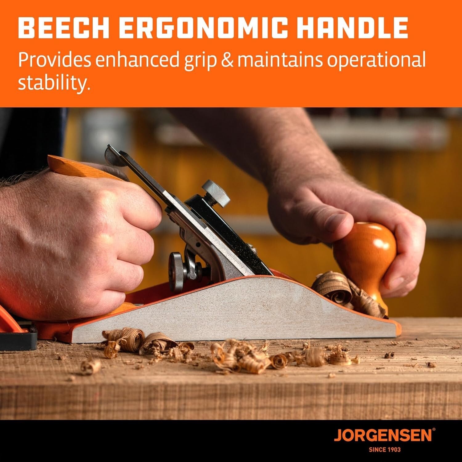 Durable 10-Inch Wood Planer with Adjustable Cutting Depth & Beechwood Handle