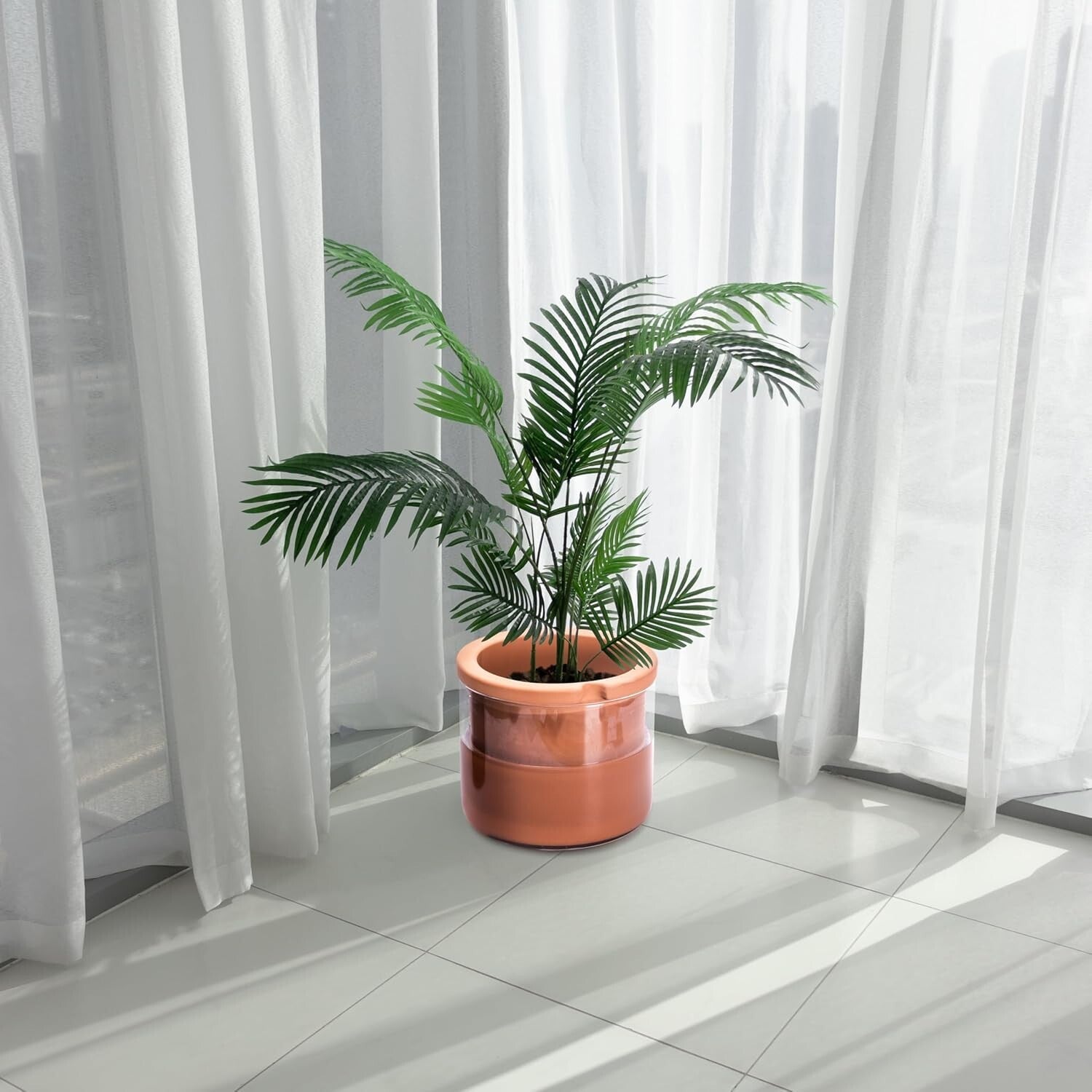 10 Inch Resin White Terracotta Self-Watering Pot - Perfect for Indoor Plants