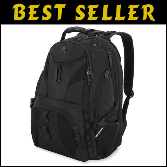 Multi-Functional Black Laptop Backpack with Padded Tablet Pocket - 31L Size