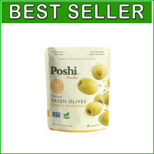 Load image into Gallery viewer, Convenient Lemon &amp; Rosemary Green Olives - On-the-Go Vegan Snacks, 30 Pouch Pack