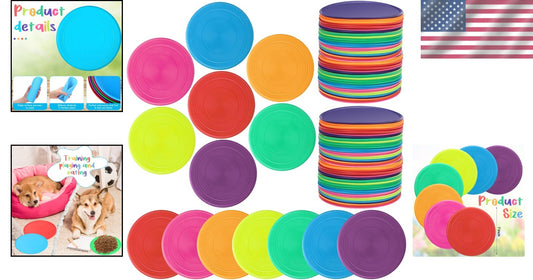 Bulk Set of 70 Soft Silicone Flying Discs in 7 Vibrant Colors for Outdoor Fun
