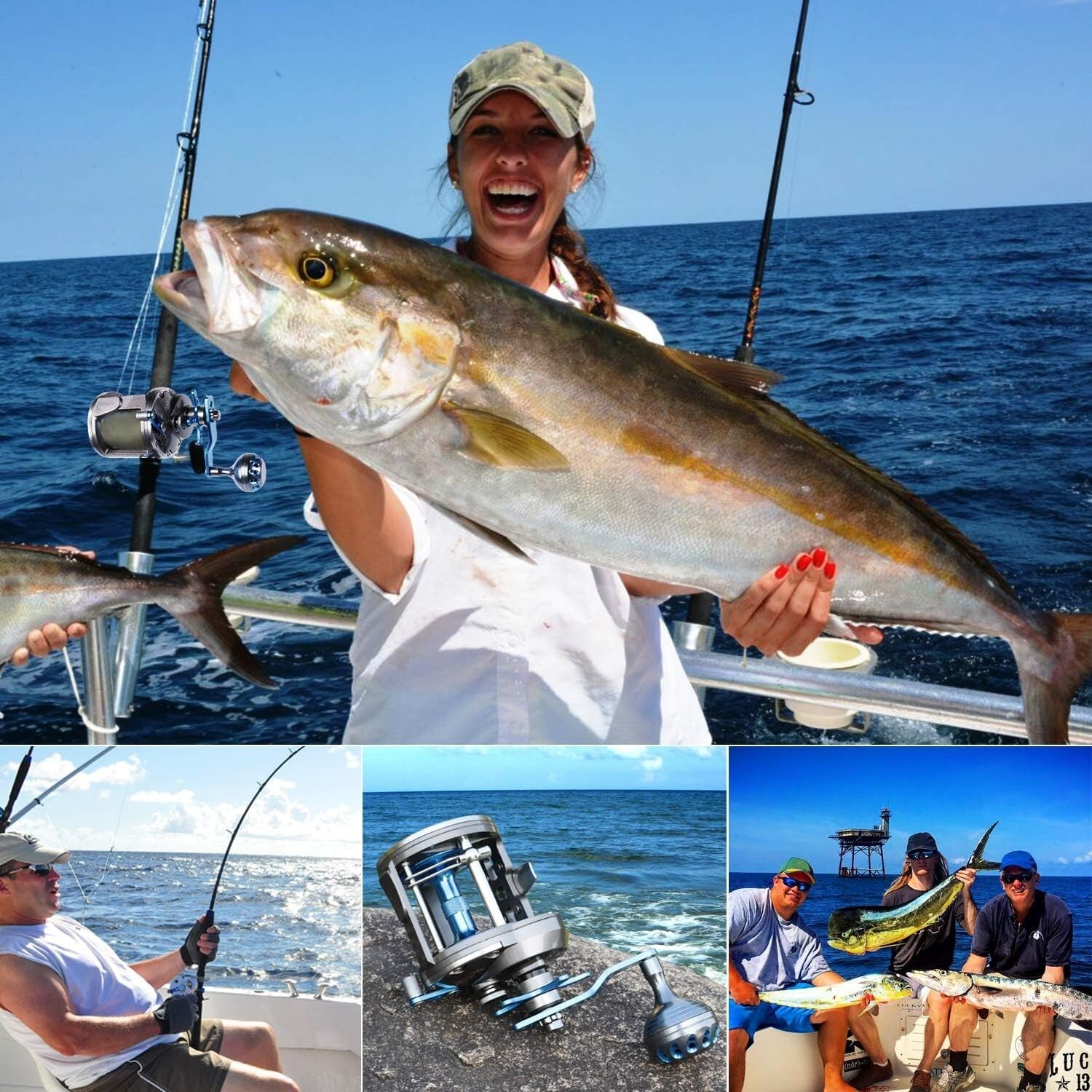 Durable Carbon Fiber Pull Fishing Reel with Double Ratchet System - Right-Handed