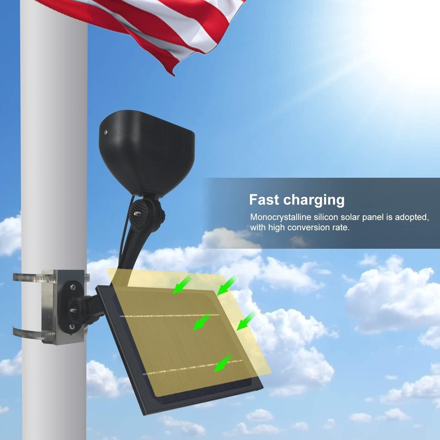 6 Super Bright Solar Flagpole Lights - IP65 Waterproof, Easy Installation