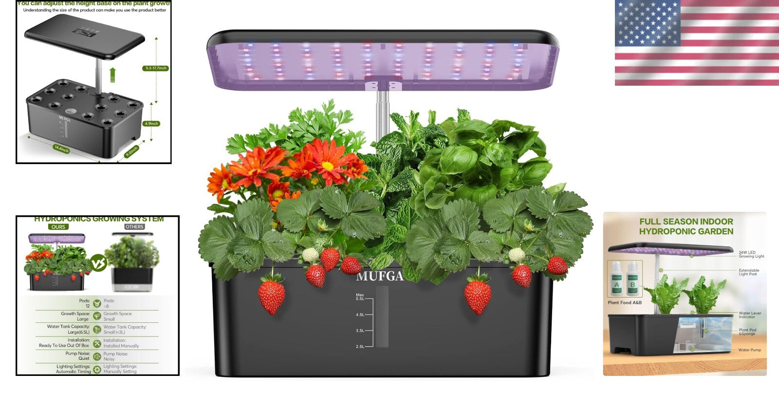 Indoor Hydroponics Growing System with LED Grow Light - 12 Pods Mini Garden Kit