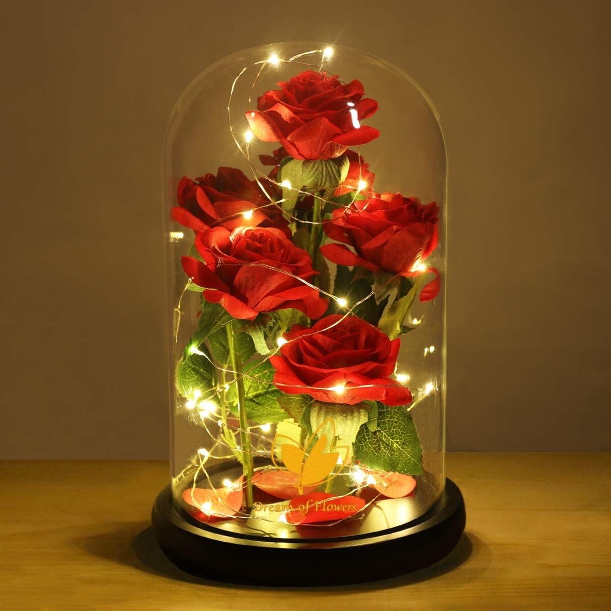 Sophisticated Silk Rose with LED Dome - Ideal Birthday and Valentine's Gifts