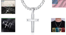 Load image into Gallery viewer, 925 Sterling Silver Cross Necklace with Durable Figaro Chain - Gift Box Included
