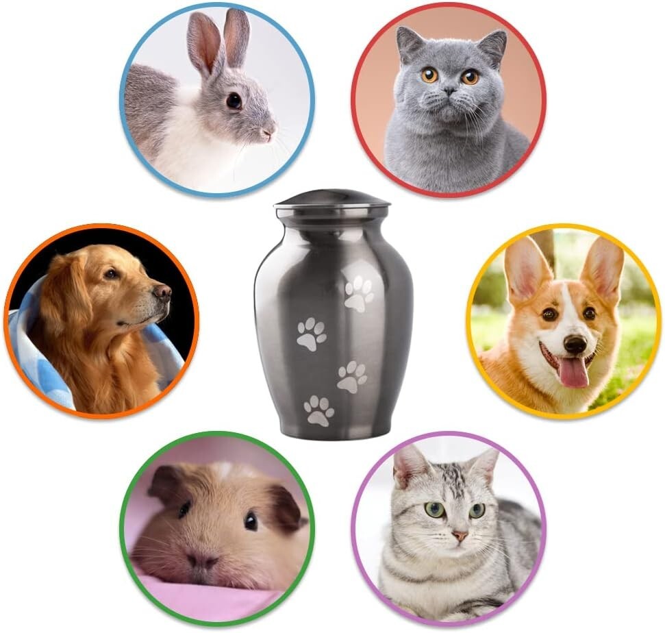 Large Silver Pet Cremation Urn with Threaded Lid - Honor Your Pet's Memory