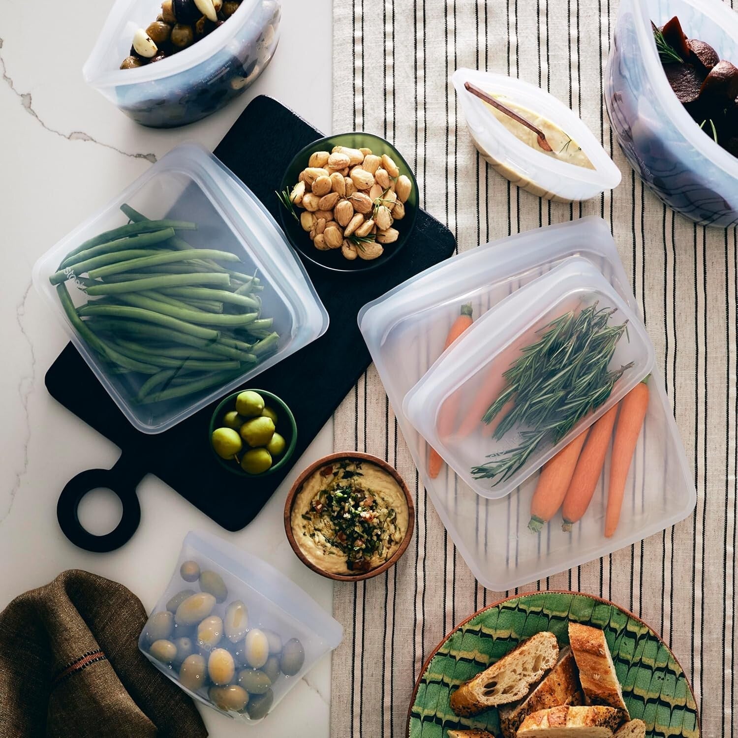 Eco-Friendly Reusable Silicone Food Storage Bags – 6-Pack, BPA Free & Leak-Proof