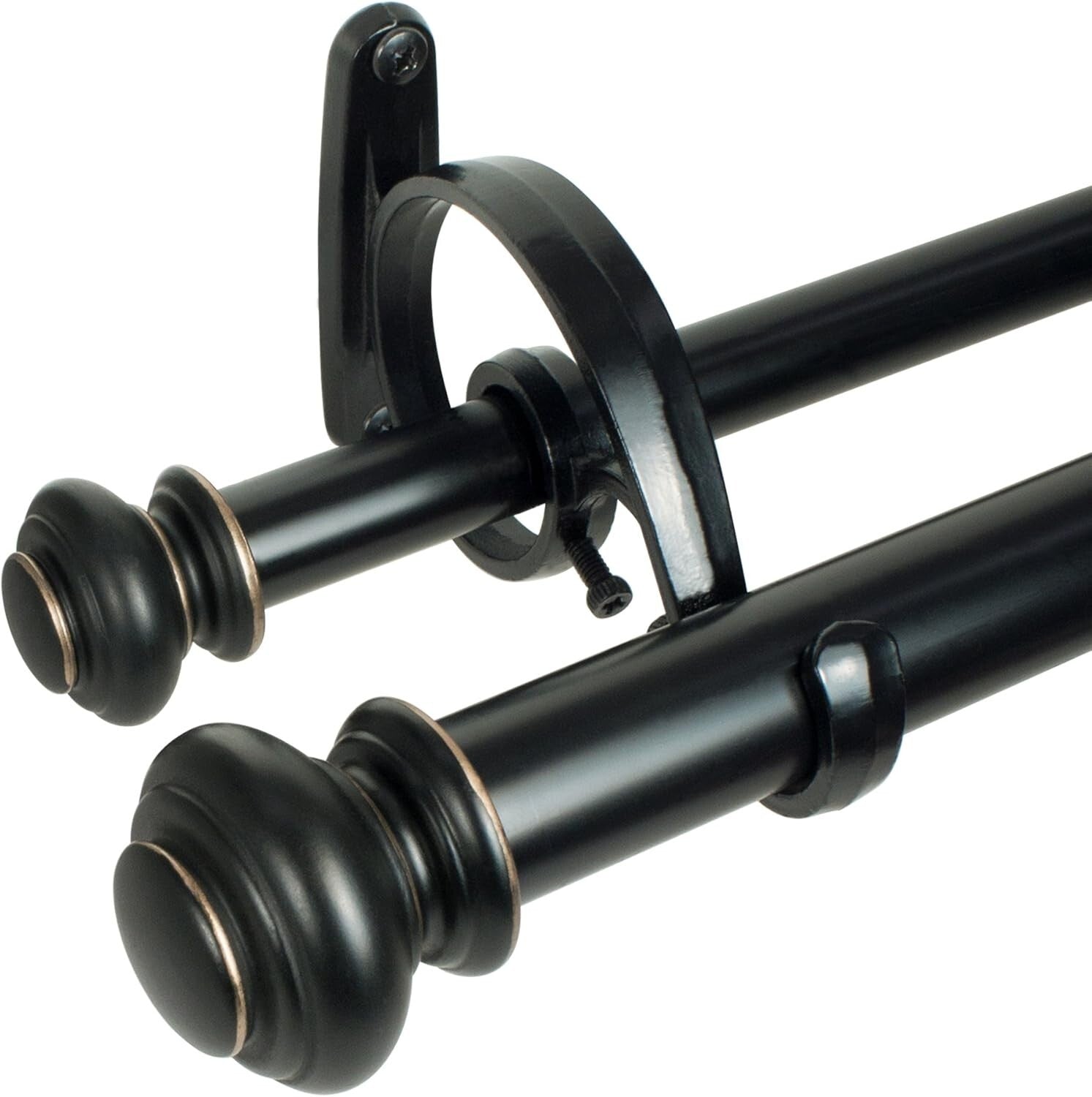 Adjustable Double Curtain Rod Set in Antique Bronze, 72-144" for Timeless Style