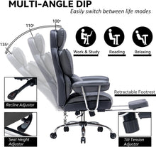 Load image into Gallery viewer, Big and Tall High Back Computer Chair with Footrest - Mineral Grey Elegance