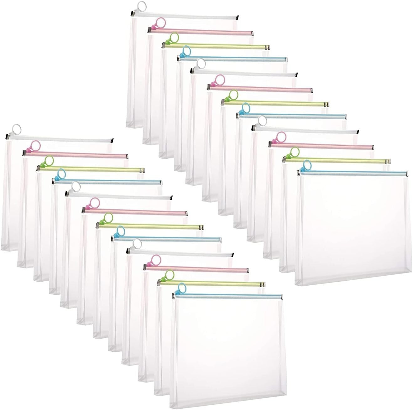 Clear Zipper Envelopes 9.8 x 12.7 Inches - 24 Pack for School & Office Use