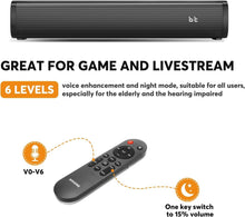 Load image into Gallery viewer, 2.1 Channel Small Soundbar with Built-in Subwoofer &amp; 6 Voice Enhancement Levels