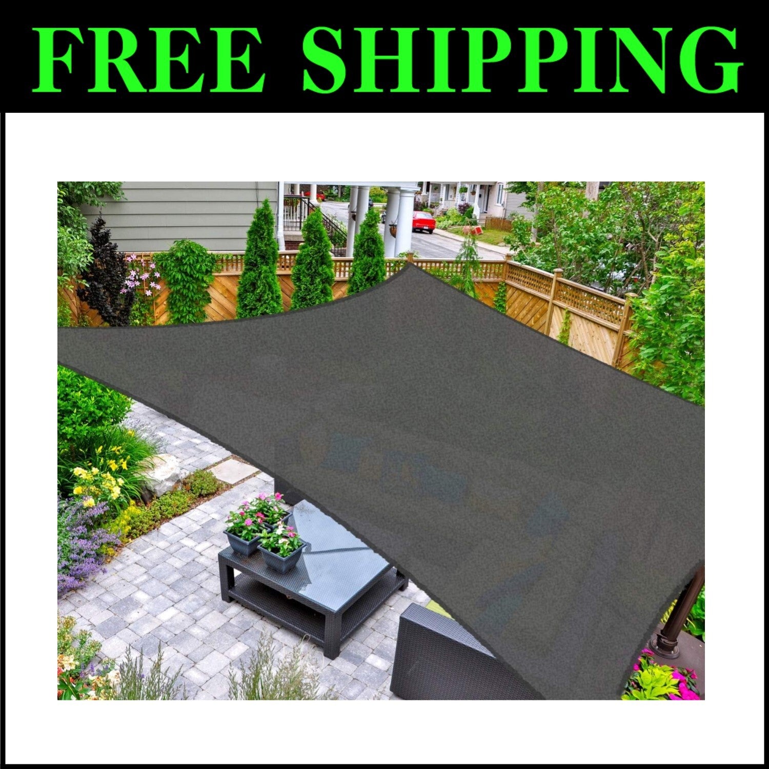 Lightweight UV-Blocking 16' x 20' Graphite Shade Sail for Stylish Outdoor Living