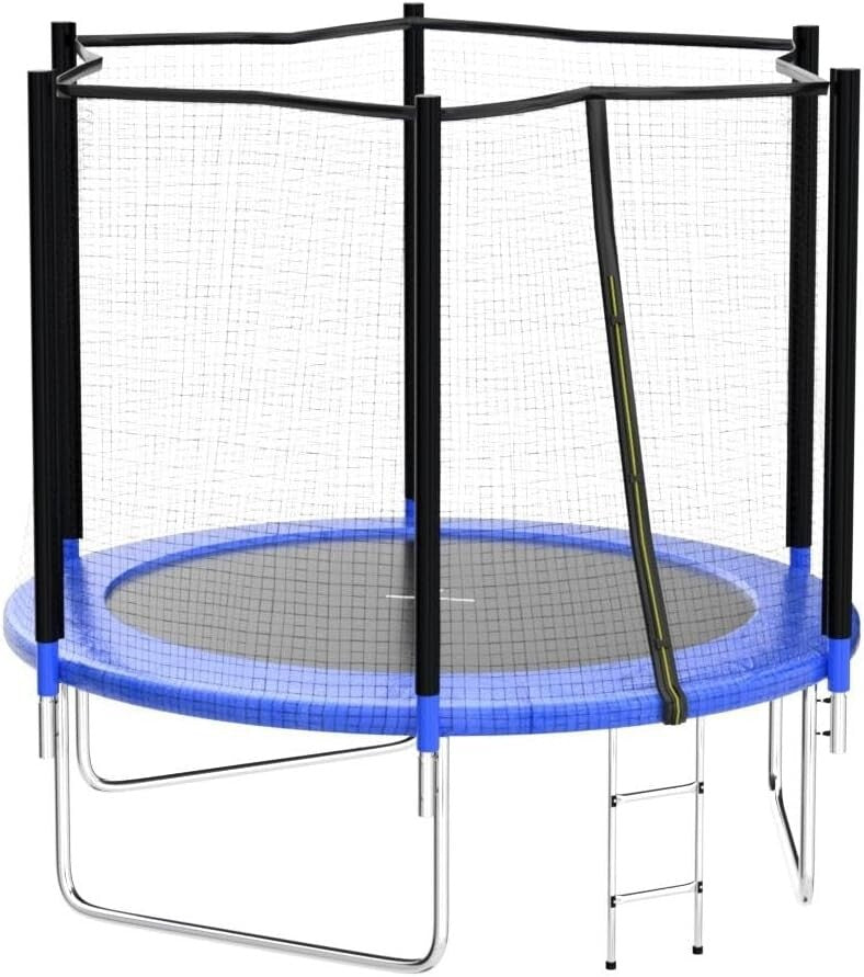 8FT Heavy-Duty Outdoor Trampoline with Ladder, Enclosure, and Spring Cover