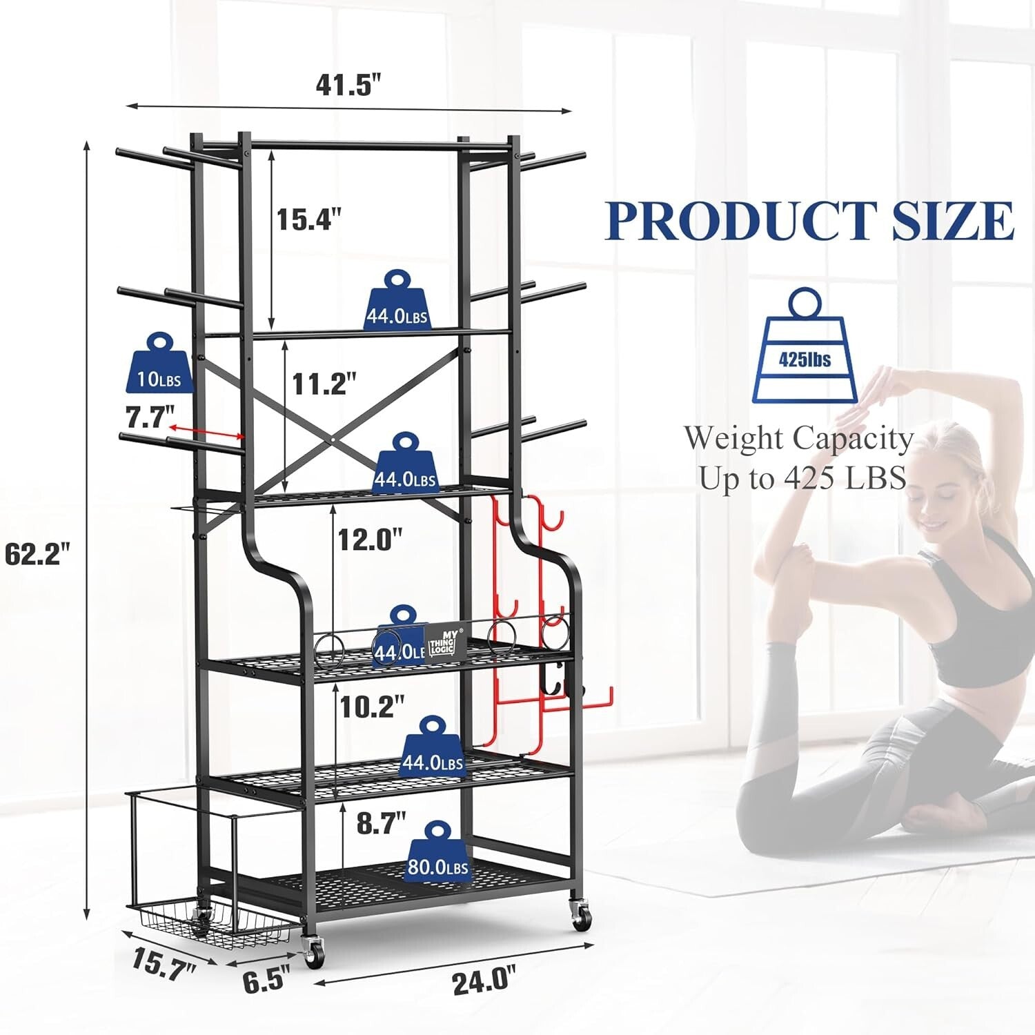 Efficient 3-Tier Rack for Organizing Yoga Mats, Balls & Resistance Bands
