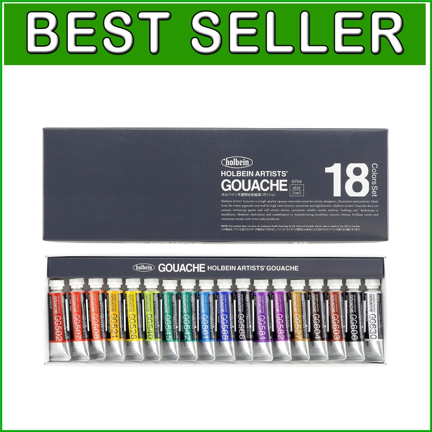G703 Artist Gouache Set: 18 Matte Finish 5ml Tubes - Indoor & Outdoor Use