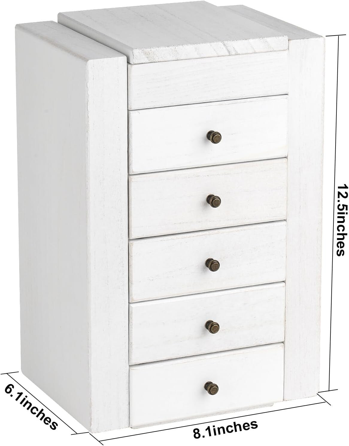 Sturdy White Jewelry Box with 6 Tiers, Mirror & Earring Display Side Doors