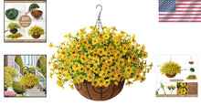 Load image into Gallery viewer, UV Resistant Artificial Flowers in Coconut Lined Hanging Basket - 15.7" Diameter