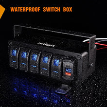 Load image into Gallery viewer, Premium Aluminum 5 Gang Switch Box for Cars &amp; Boats - Waterproof USB Charger