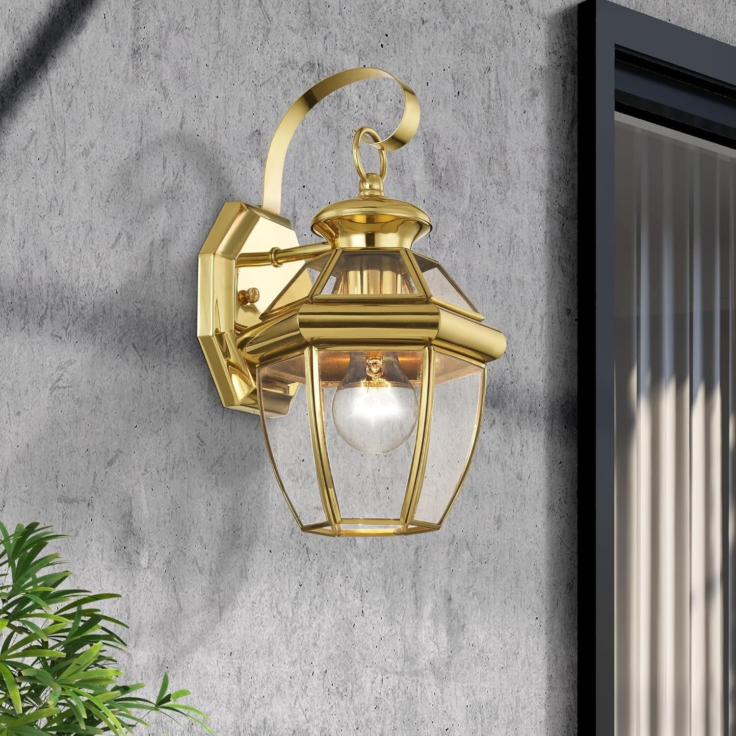 Handcrafted Solid Brass Wall Sconce with Clear Glass Shade for Outdoor Elegance