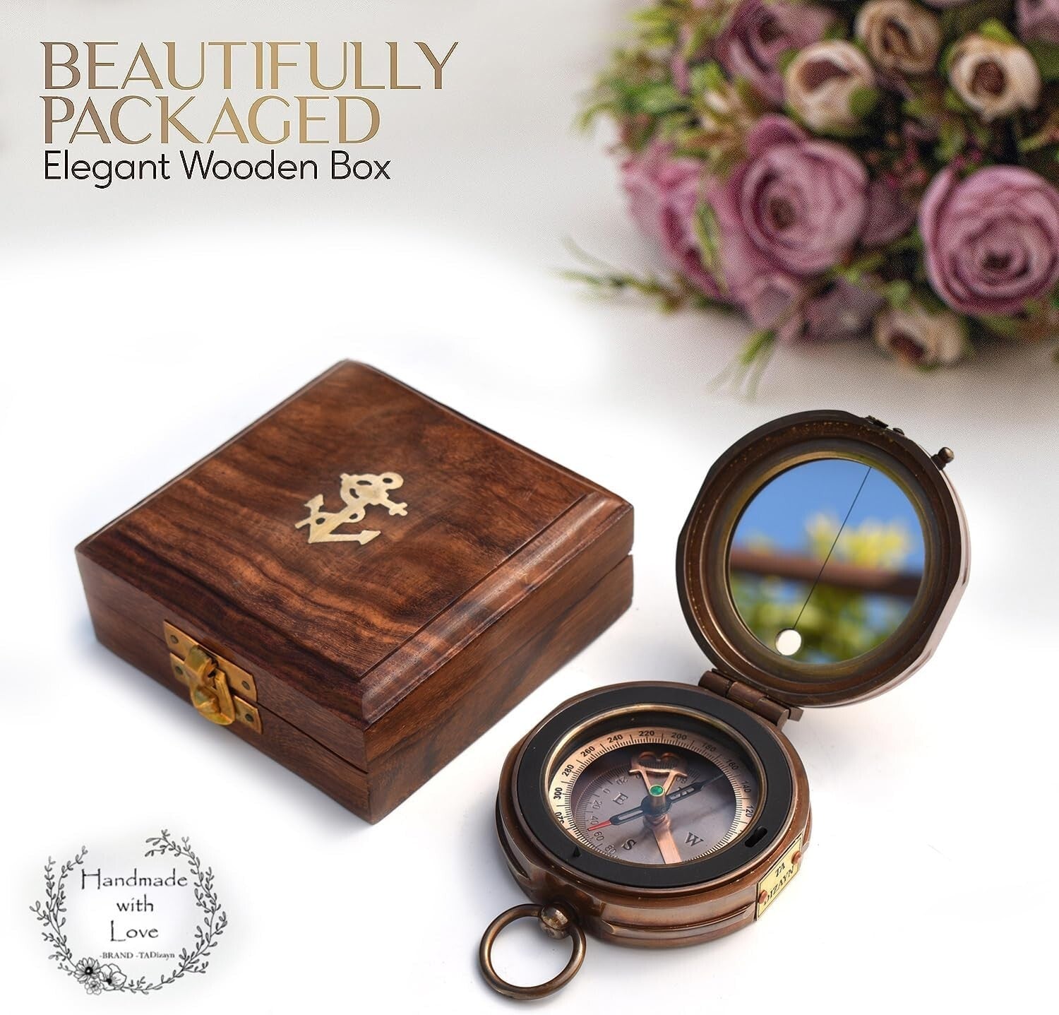 High-Quality Engraved Compass with Box - Ideal for Graduations & Baptisms