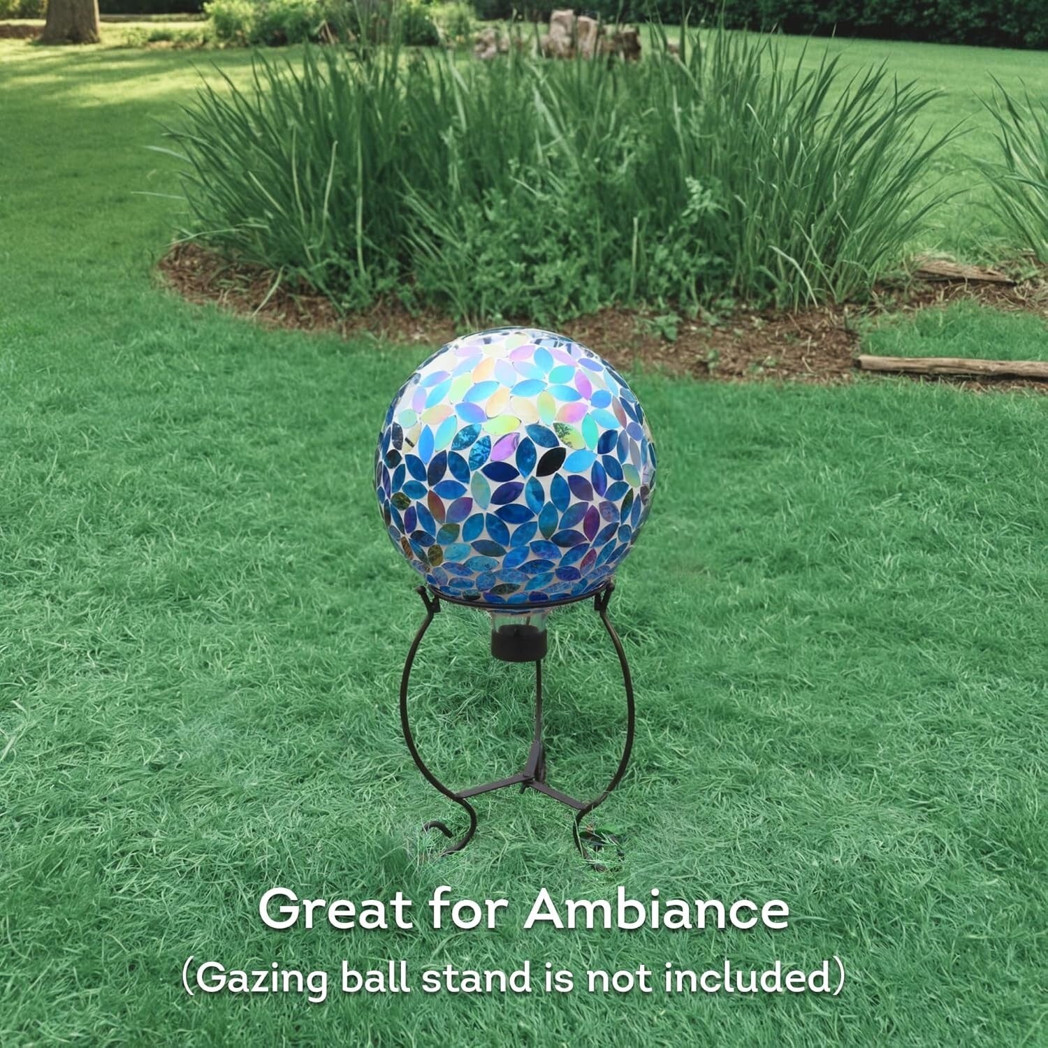 10-inch Artistic Mosaic Gazing Ball – Tranquil Lighting for Outdoor Spaces