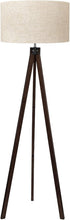 Load image into Gallery viewer, Mid Century Wood Tripod Floor Lamp with Linen Shade - Stylish Living Space Light
