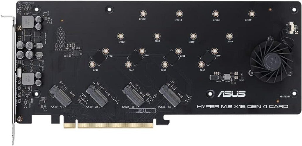 Fast PCIe 4.0 M.2 x16 Card - Supports 4x 256Gbps NVMe, Active Cooling Included